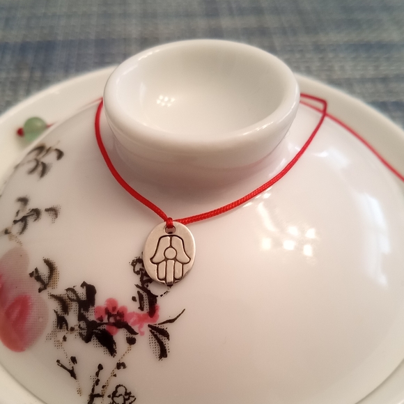 925S Sterling Silver Hamsa Red String Bracelet - Picture 2 of 4